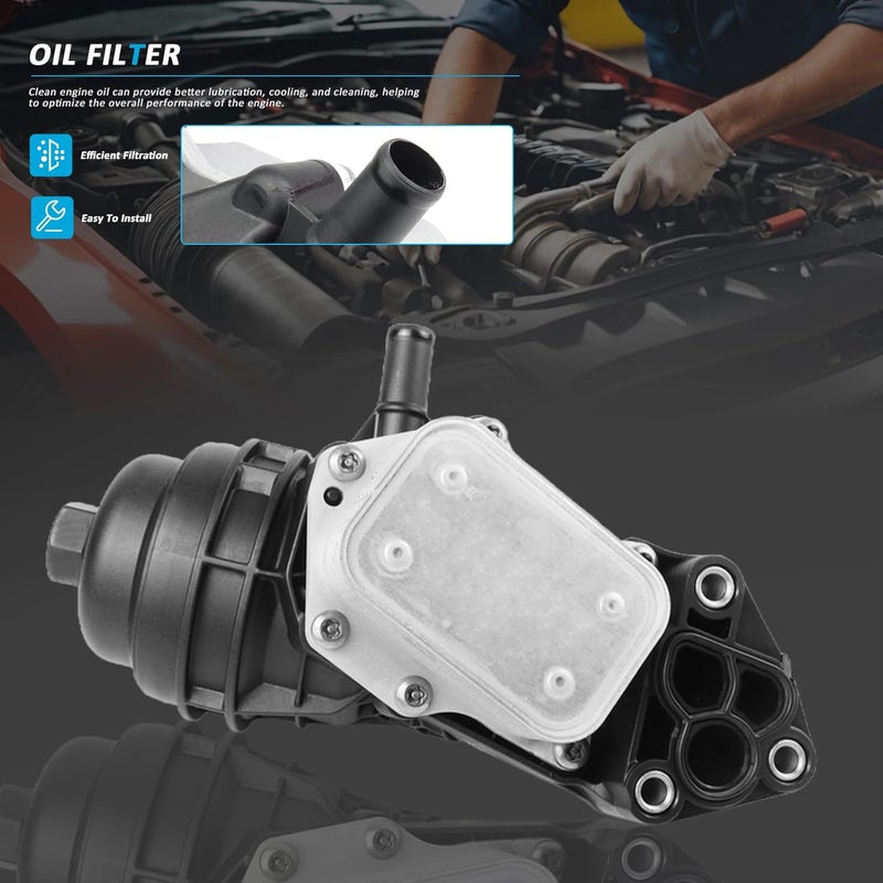 MUNIK 2701800500 Engine Oil Cooler for Mercedes-Benz 2012-2019 CLA GLB Class CLA220 CLA260 AMG CLA35AMG GLB35AMG Replace# 2601800400 260180040064 2701800610 270180050064 2701800810 - Image 2